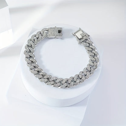 Luxurious Rhinestone Cuban Link Bracelet Unisex