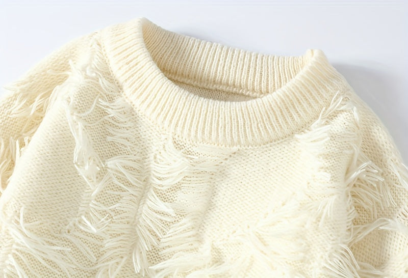 Men's Casual Fringed Pullover Sweater - High Stretch Knit