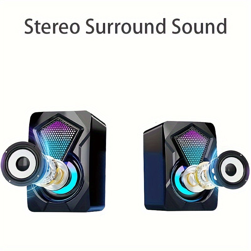 USB Desktop Speakers 2.0 - LED Lights with Volume Control