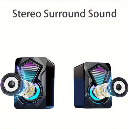 USB Desktop Speakers 2.0 - LED Lights with Volume Control