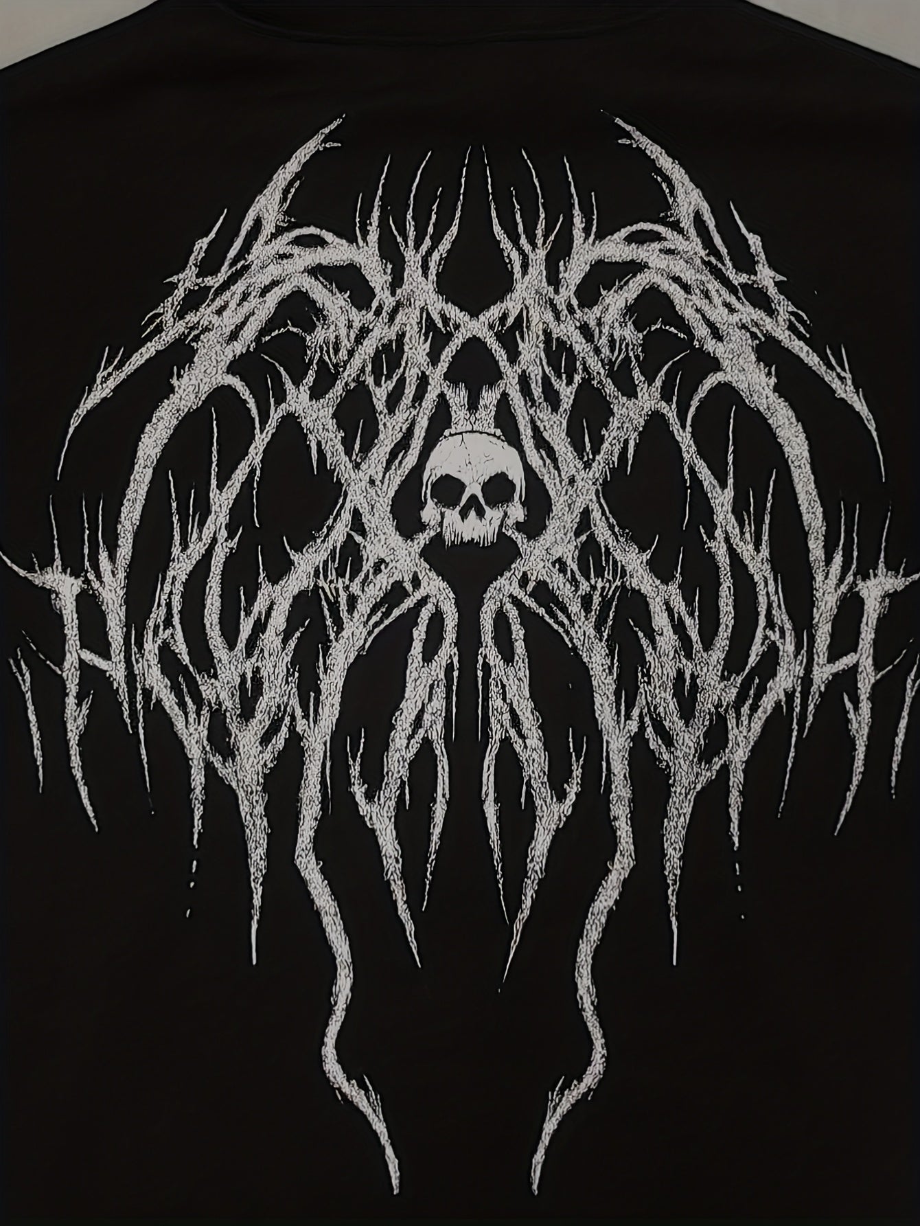 Men's Gothic Skull Print Zip Hoodie - Loose Fit with Pockets