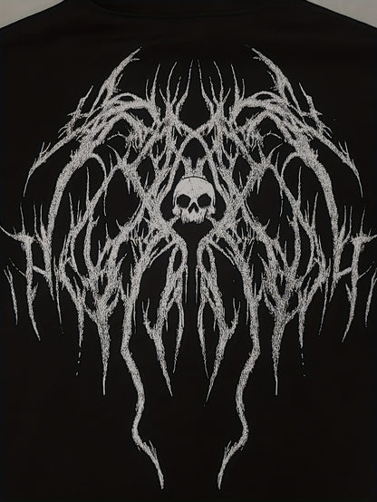 Men's Gothic Skull Print Zip Hoodie - Loose Fit with Pockets