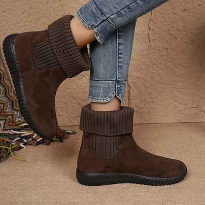 Women's Solid Color Short Boots - Fashion Slip-On Ankle Boots