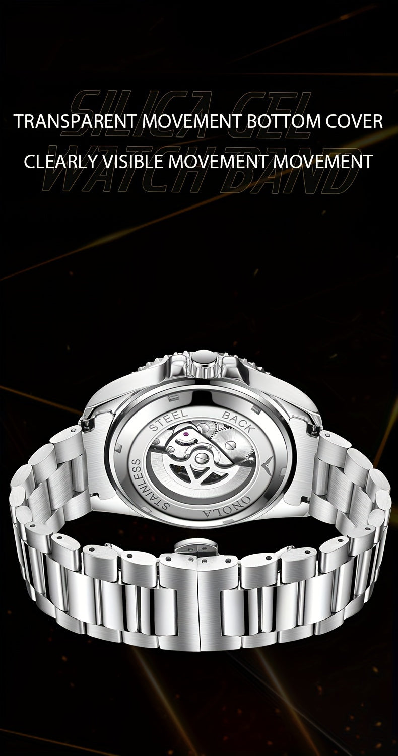 ONOLA Men's Stainless Steel Mechanical Watch - Luminous Hollow Tourbillon
