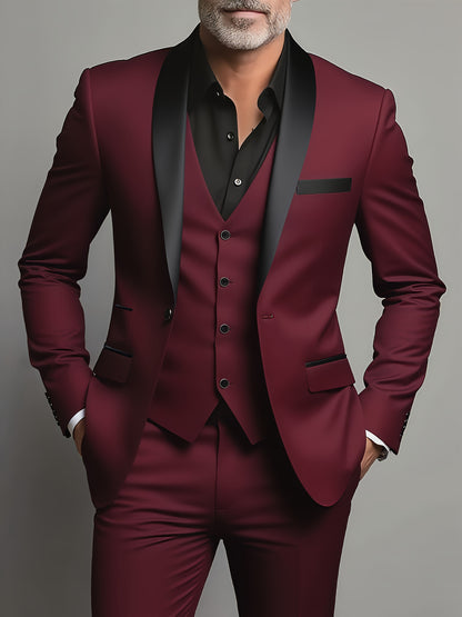 Men's 3pcs Suit Set - Blazer Vest Pants Elegant