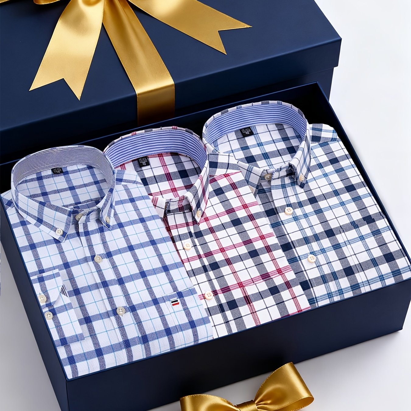 Men's 3-Pack Long Sleeve Oxford Shirts - Embroidered Chest Pockets