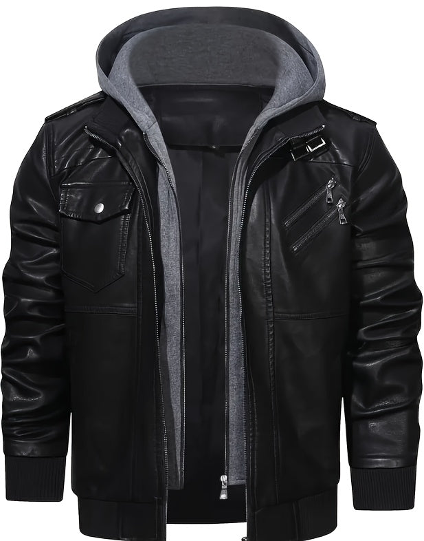 Men's Hooded Jacket - Full-Zip Zippered Pockets Lightweight