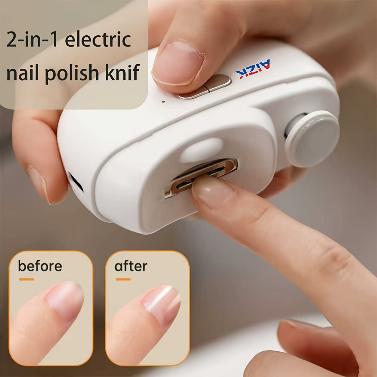 2-in-1 Electric Nail Clipper & Polisher - LED Light USB Charging