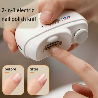 2-in-1 Electric Nail Clipper & Polisher - LED Light USB Charging