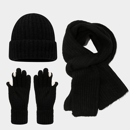 3pcs Winter Set - Beanie Scarf Gloves Touch Screen Unisex