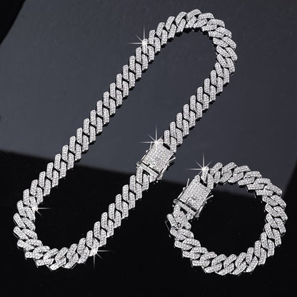 2pcs Necklace + Bracelet Set - Punk Hip Hop Chain Unisex