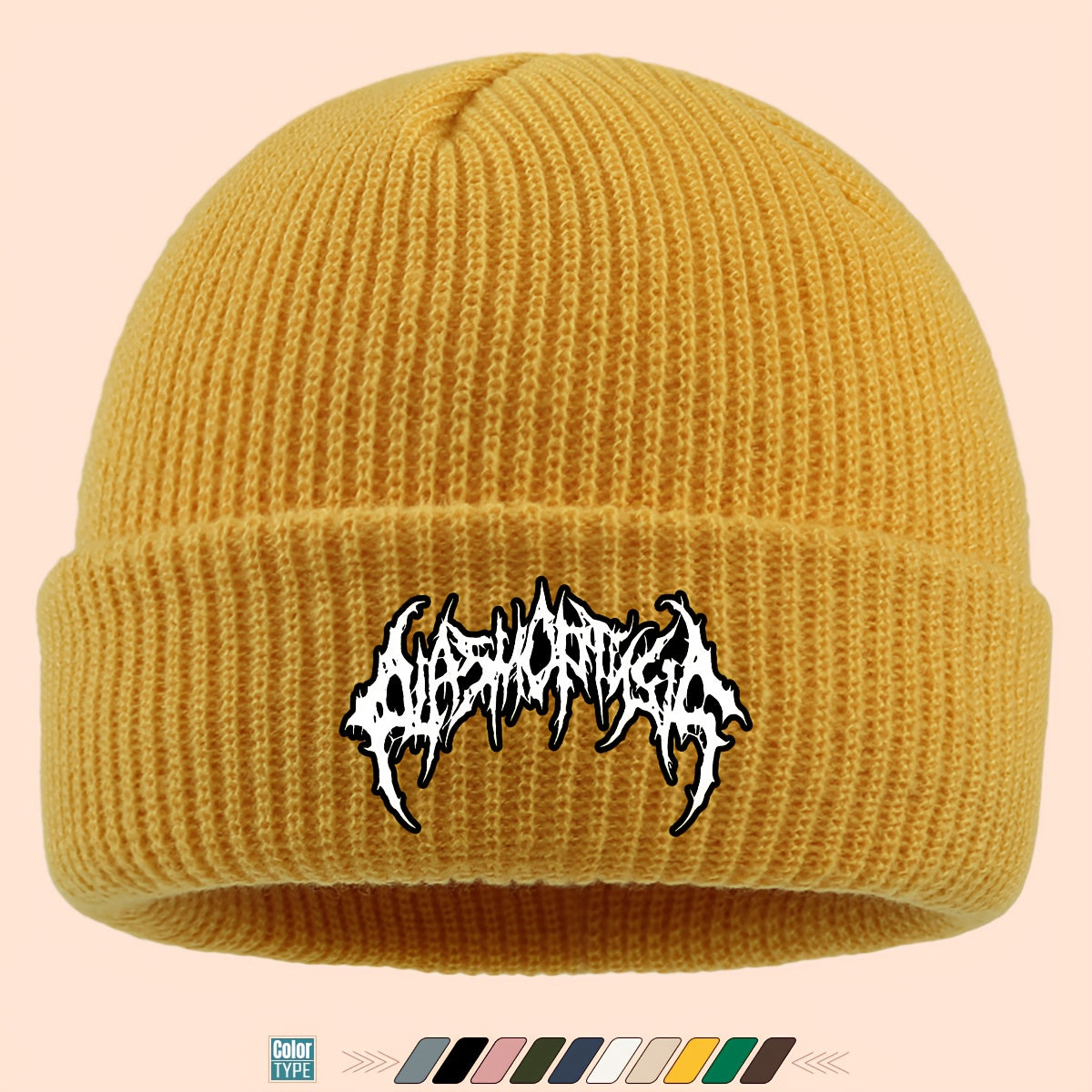 Gothic Beanie Hat - White Bone Spikes