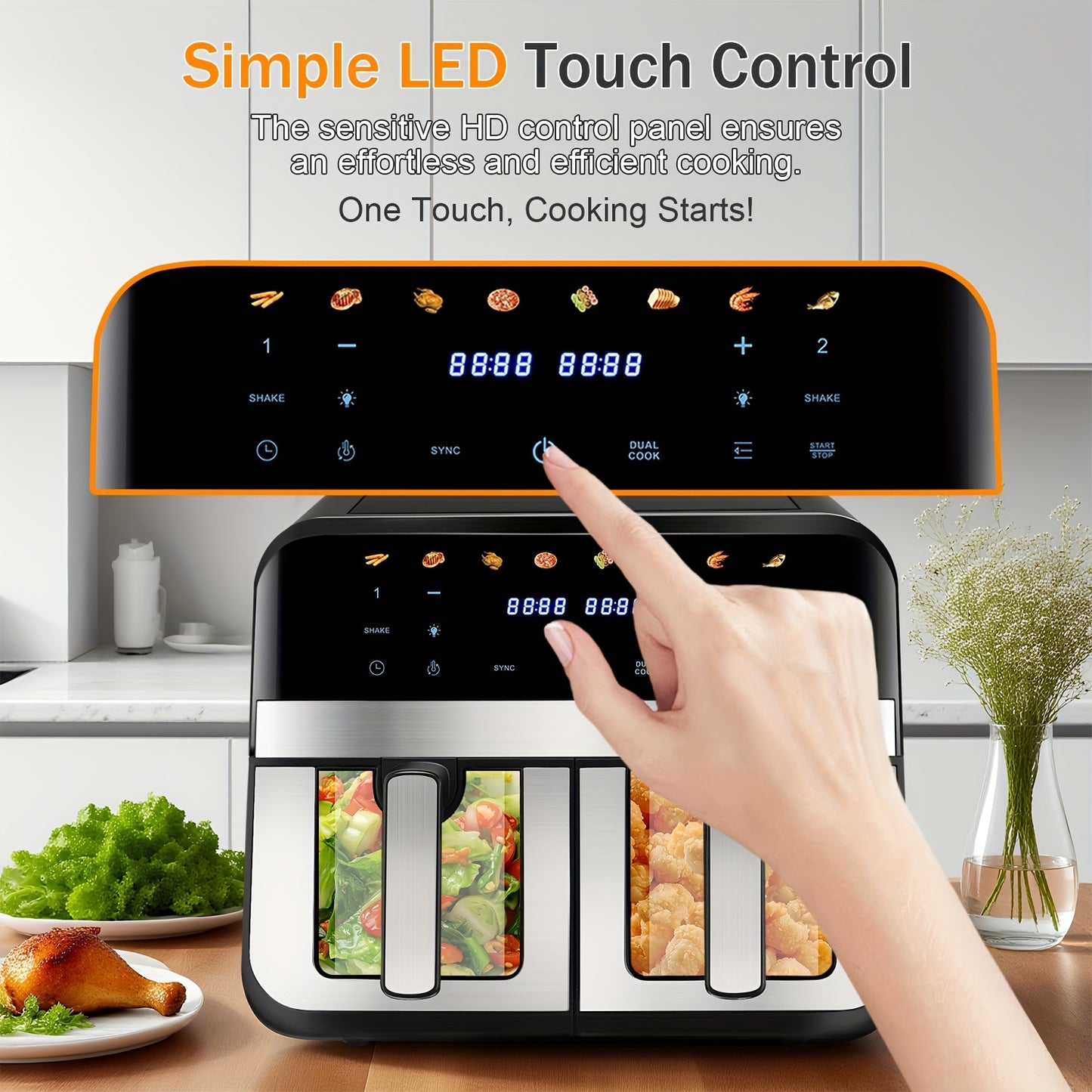 Kehot 9L Dual Door Air Fryer 2400W - 8-in-1 Smart Touchscreen