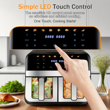 Kehot 9L Dual Door Air Fryer 2400W - 8-in-1 Smart Touchscreen