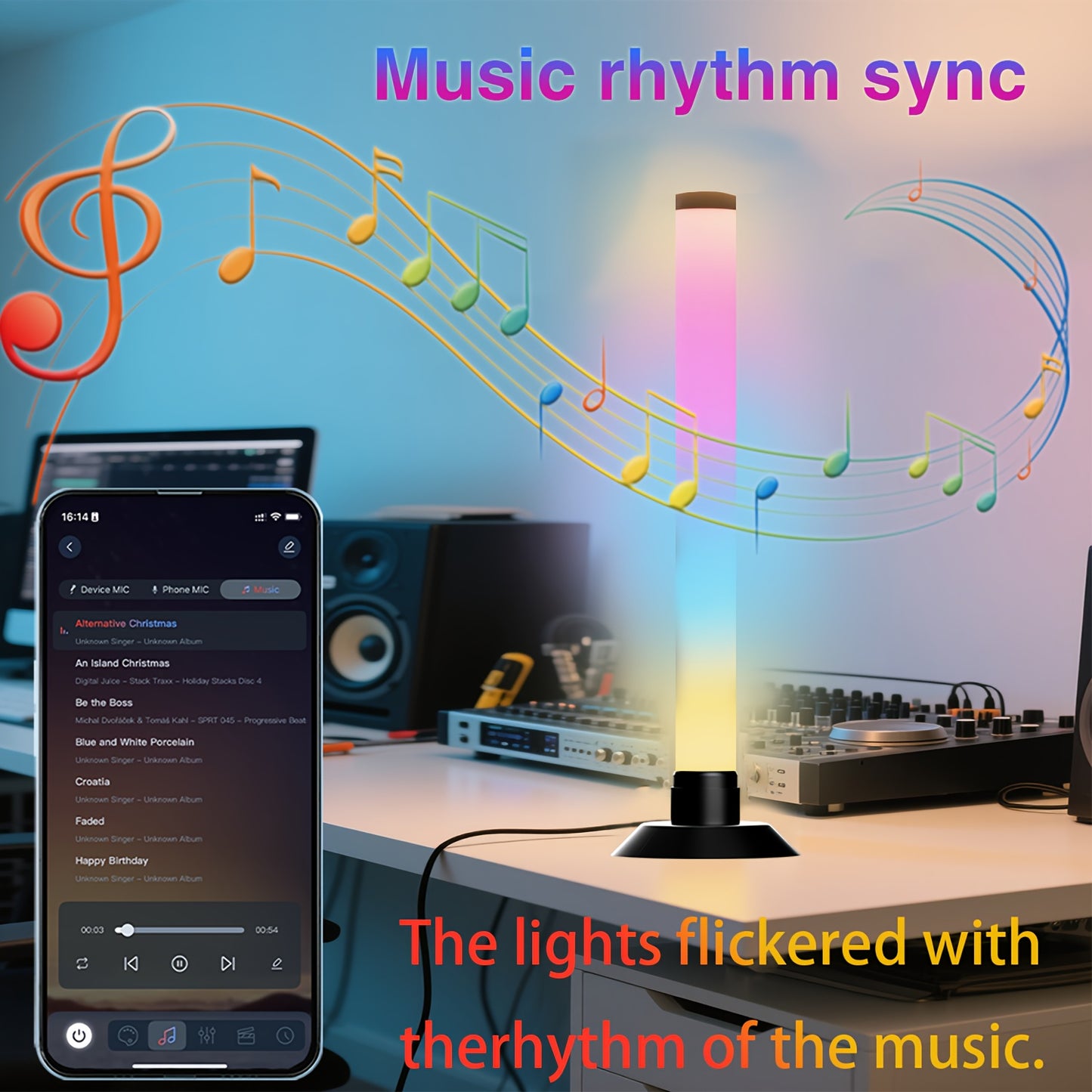 NBBUFF RGB LED Desk Lamps 2pcs - Music Sync & App Control