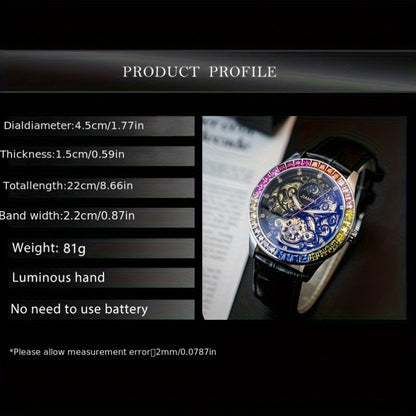 Jianni Men's Luxury Automatic Tourbillon Watch - Moon Sun Phases