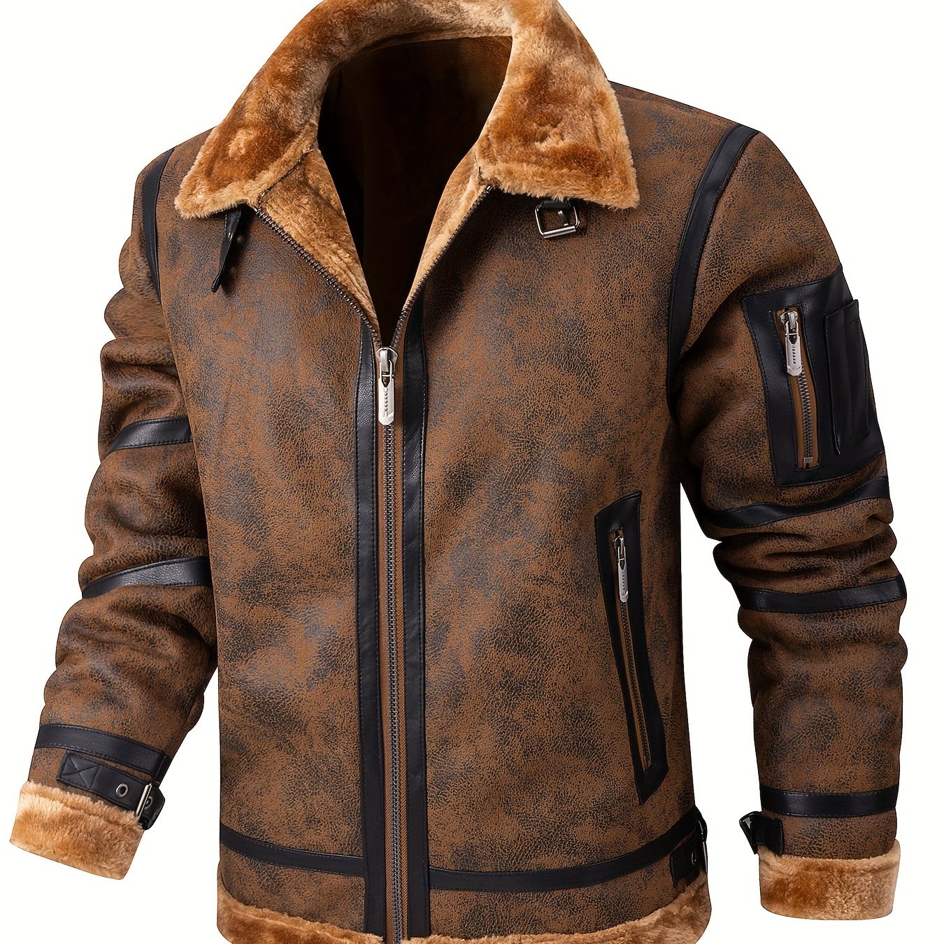 Men's Autumn-Winter Thickened Fleece-Lined Bomber Jacket