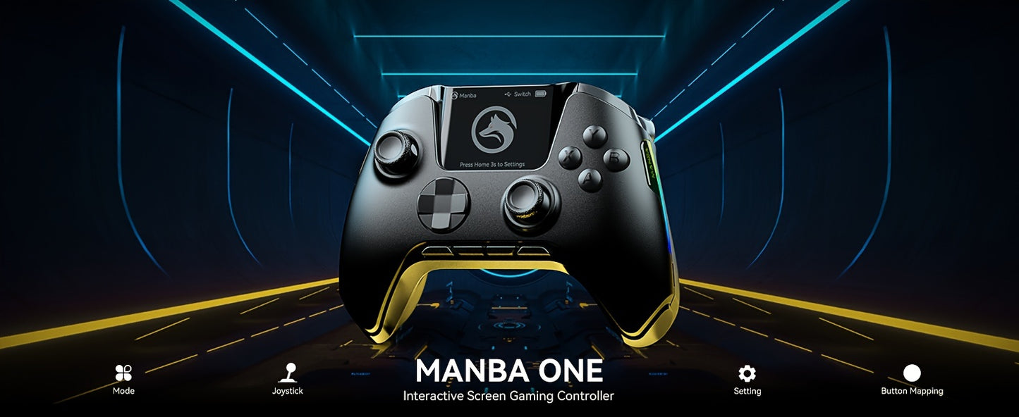 (No Drift) Interactive Screen Wireless Gaming Controller for iOS/for Switch/PC/Android/Steam Deck, Hall Effect Stick & Trigger, RGB Lighting, Remappable Buttons, 1800mAh with Charging Dock-V2 (Black). Notice Not Compatible wi