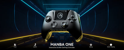 (No Drift) Interactive Screen Wireless Gaming Controller for iOS/for Switch/PC/Android/Steam Deck, Hall Effect Stick & Trigger, RGB Lighting, Remappable Buttons, 1800mAh with Charging Dock-V2 (Black). Notice Not Compatible wi