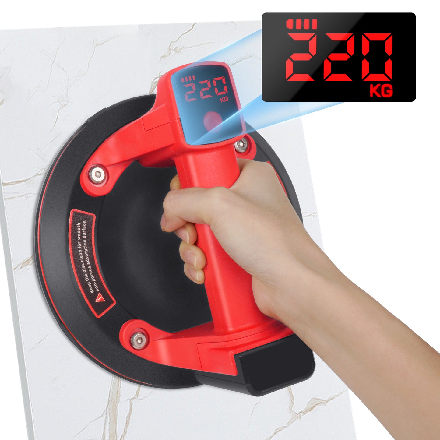 220KG Electric Vacuum Suction Cup - Heavy-Duty Glass Tile Lifter