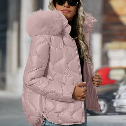 Women's Winter Puffer Jacket - Hooded Elegant Warm Coat