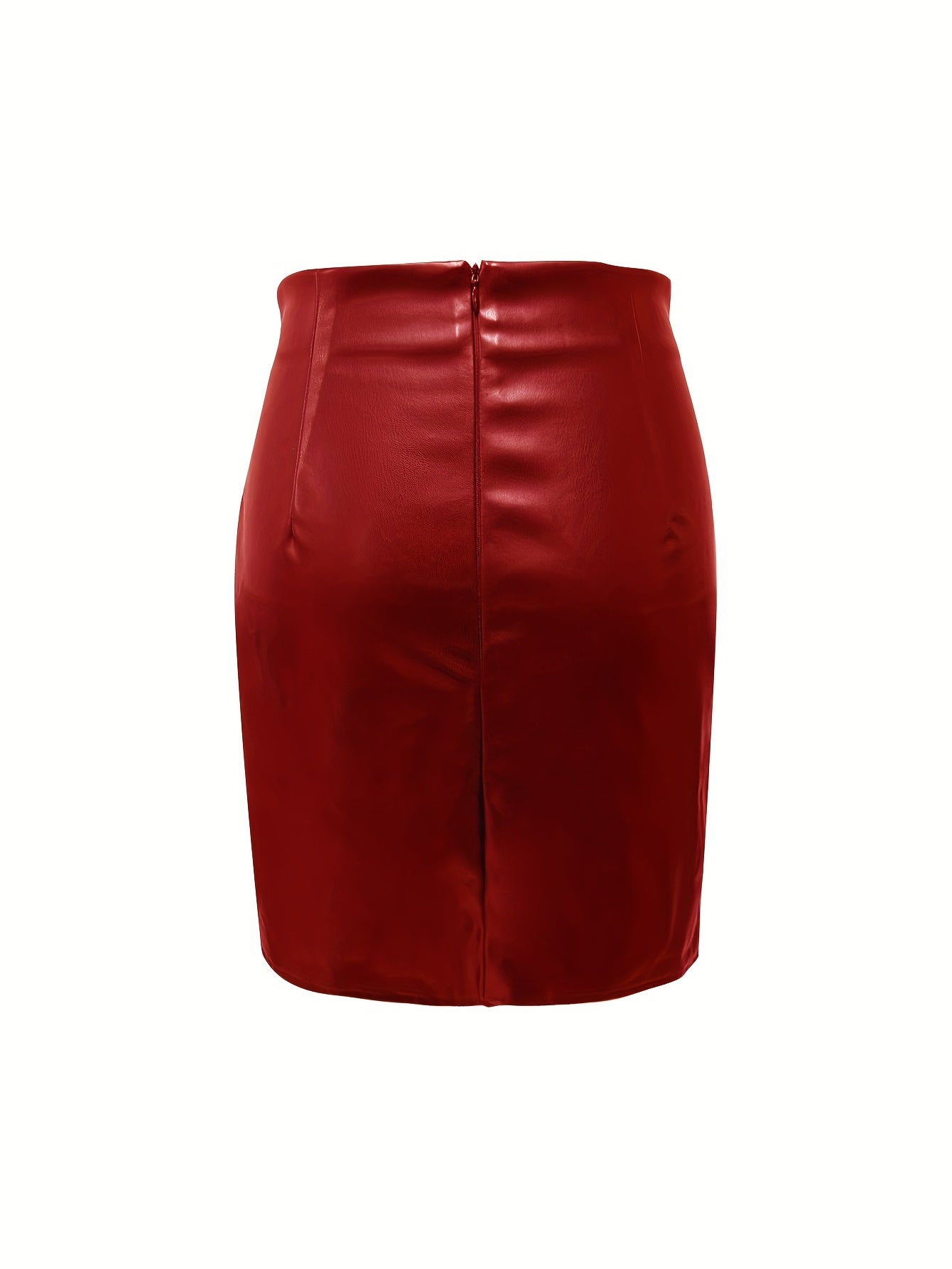 Women's Elegant PU Leather Skirt - Solid Color Half Skirt