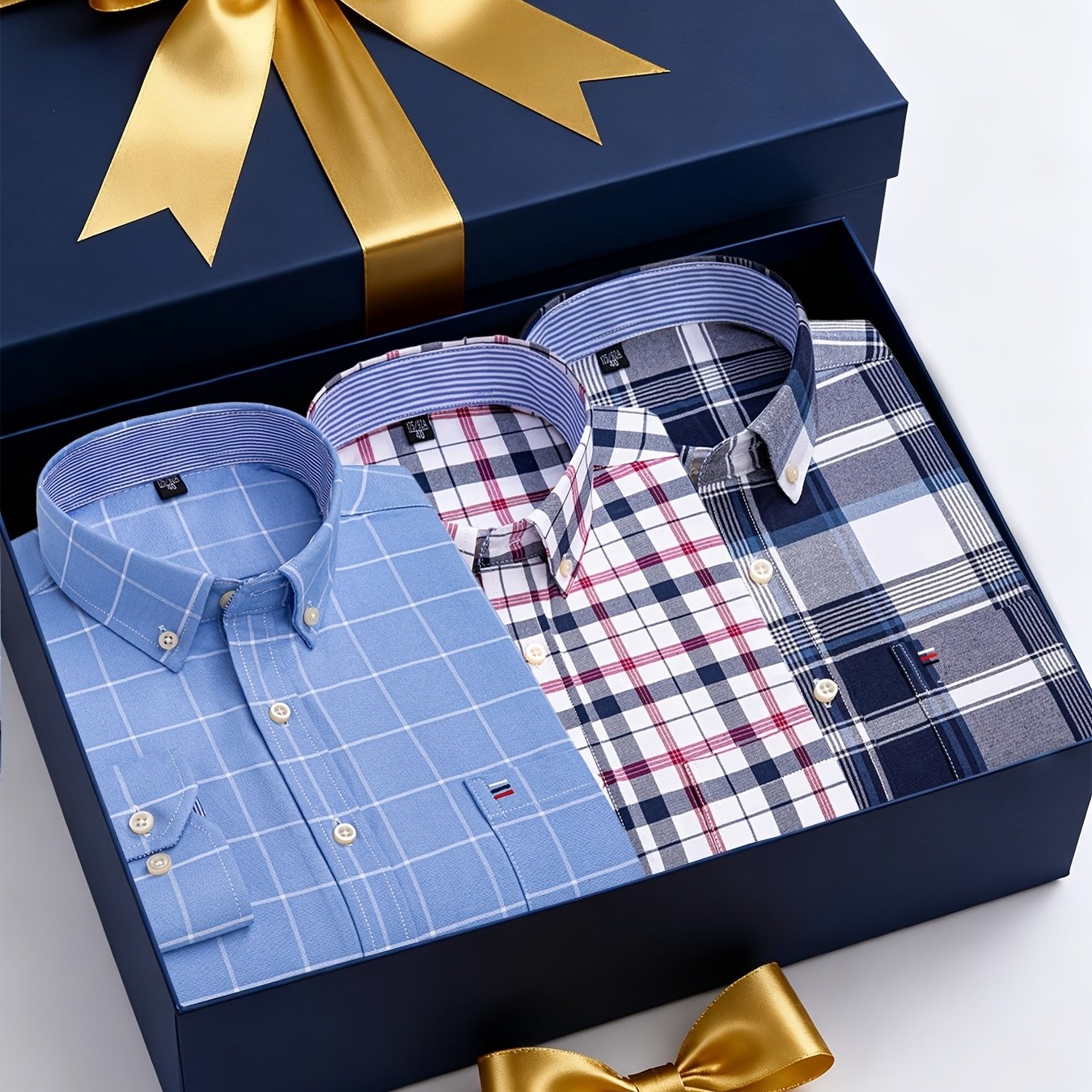 Men's 3-Pack Long Sleeve Oxford Shirts - Embroidered Chest Pockets