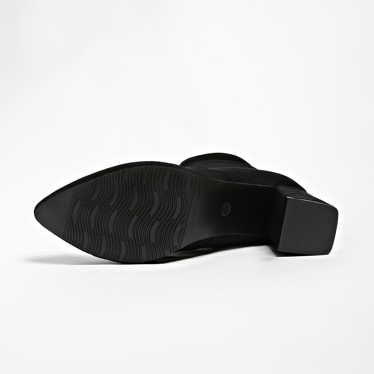 Women's Chunky High Heel Boots - Slip-On Platform Black