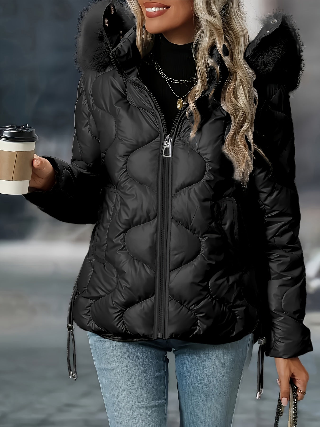 Women's Winter Puffer Jacket - Hooded Elegant Warm Coat