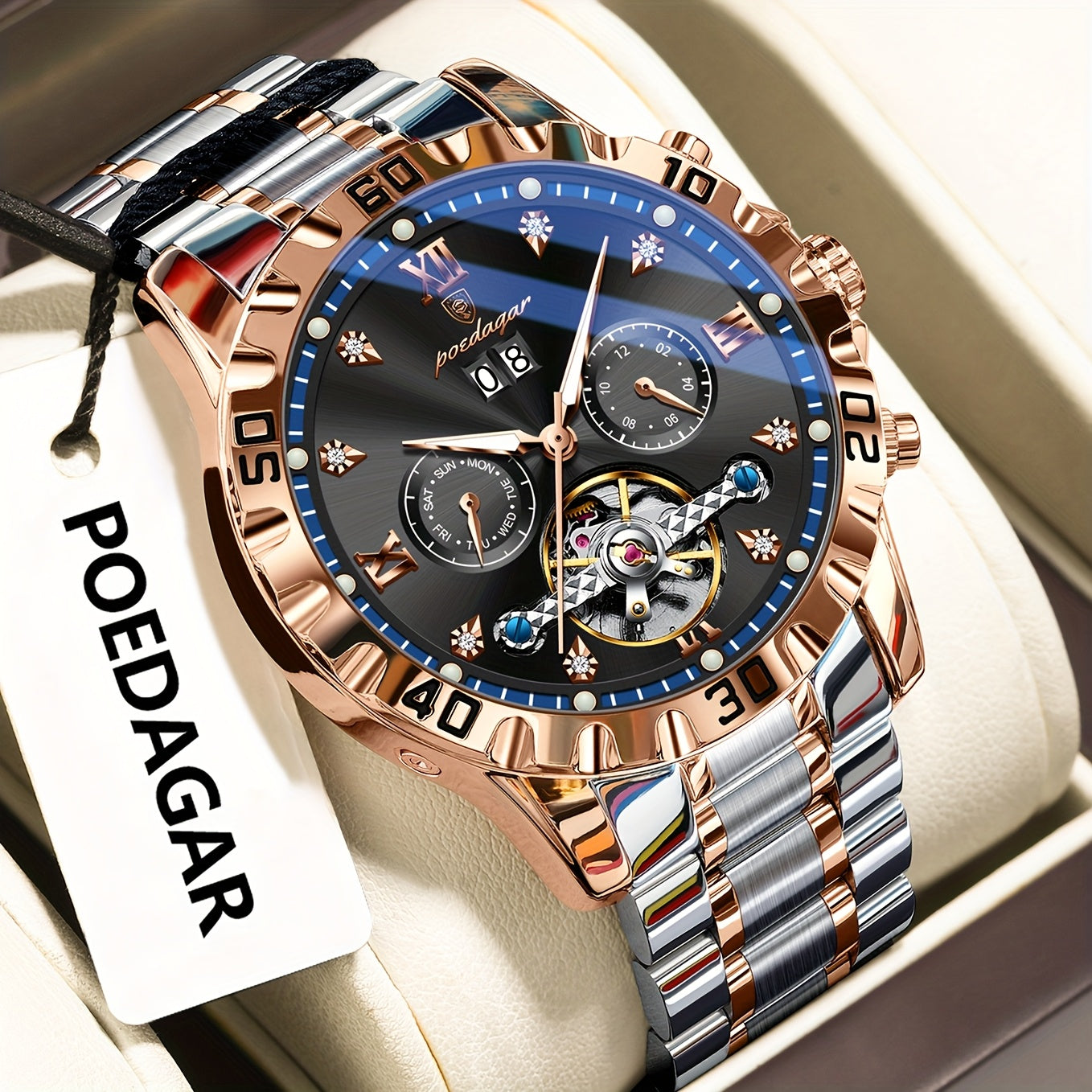 POEDAGAR Men's Luxury Business Watch - Automatic Waterproof