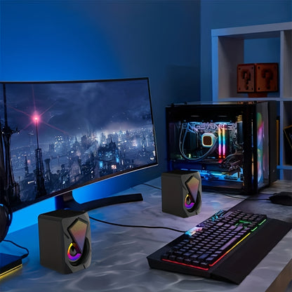 USB Desktop Speakers 2.0 - LED Lights with Volume Control
