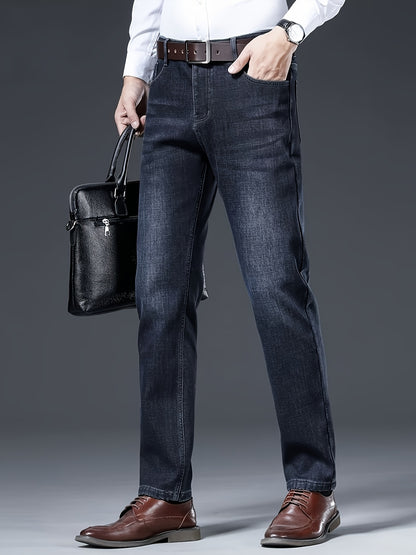 ESDVQ Men's Winter-Thickened Stretch Jeans - Warm Straight-Leg