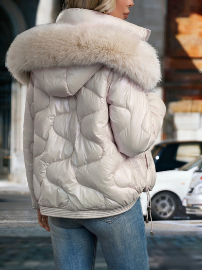 Women's Winter Puffer Jacket - Hooded Elegant Warm Coat