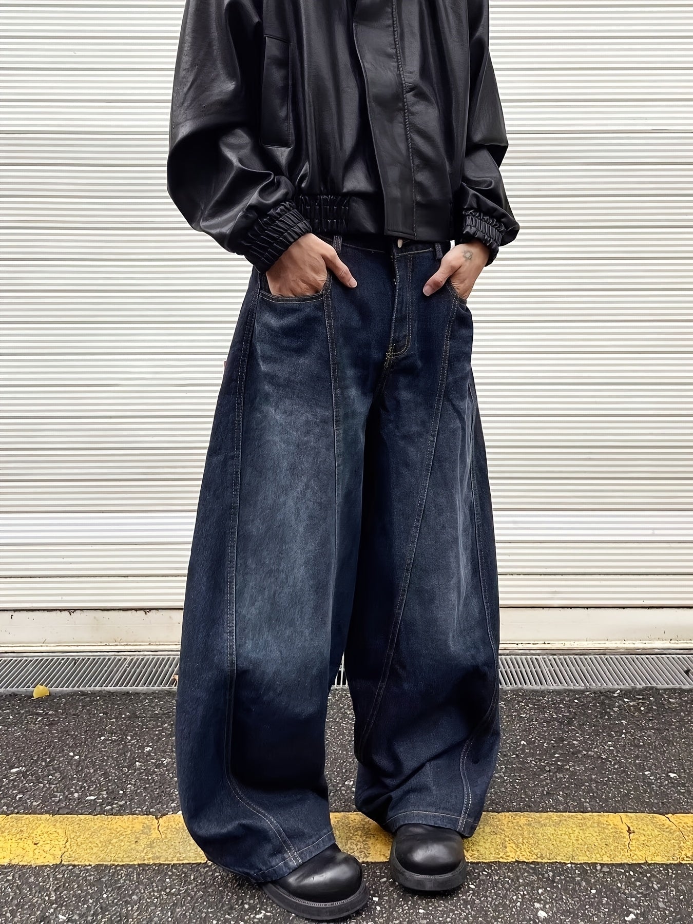 Men's Vintage Washed Distressed Denim - Loose Straight-Leg