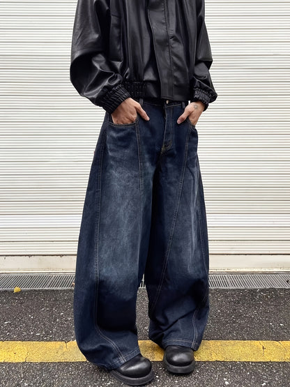 Men's Vintage Washed Distressed Denim - Loose Straight-Leg