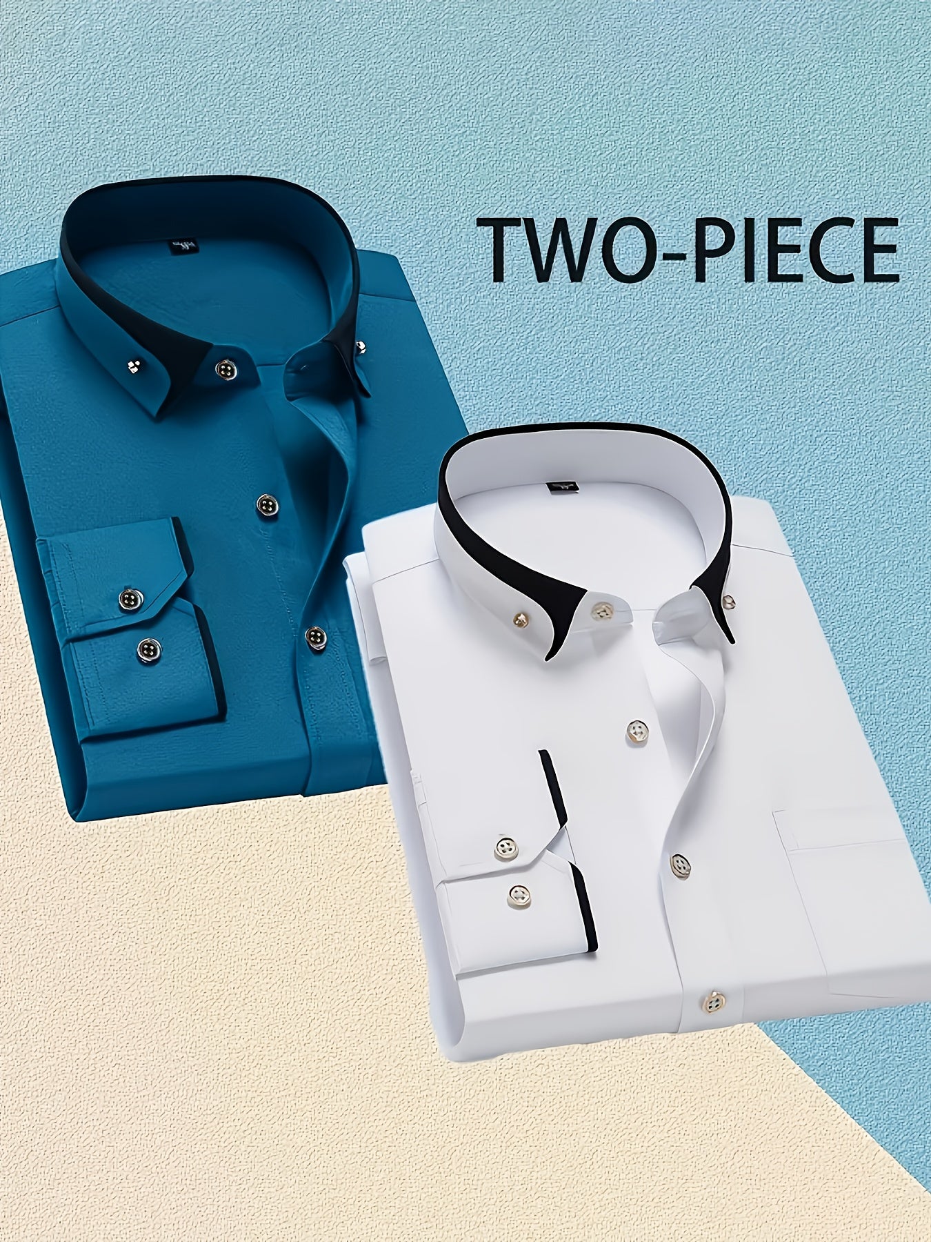 1+1 Men's Double Lapel Long Sleeve Shirt - Fashion Business Casual