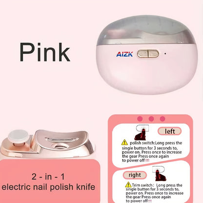 2-in-1 Electric Nail Clipper & Polisher - LED Light USB Charging