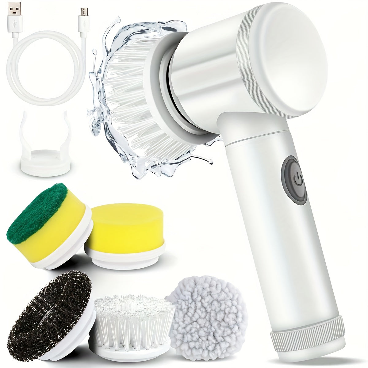 Electric Rotating Cleaning Brush – Cordless with 5 Replaceable Heads