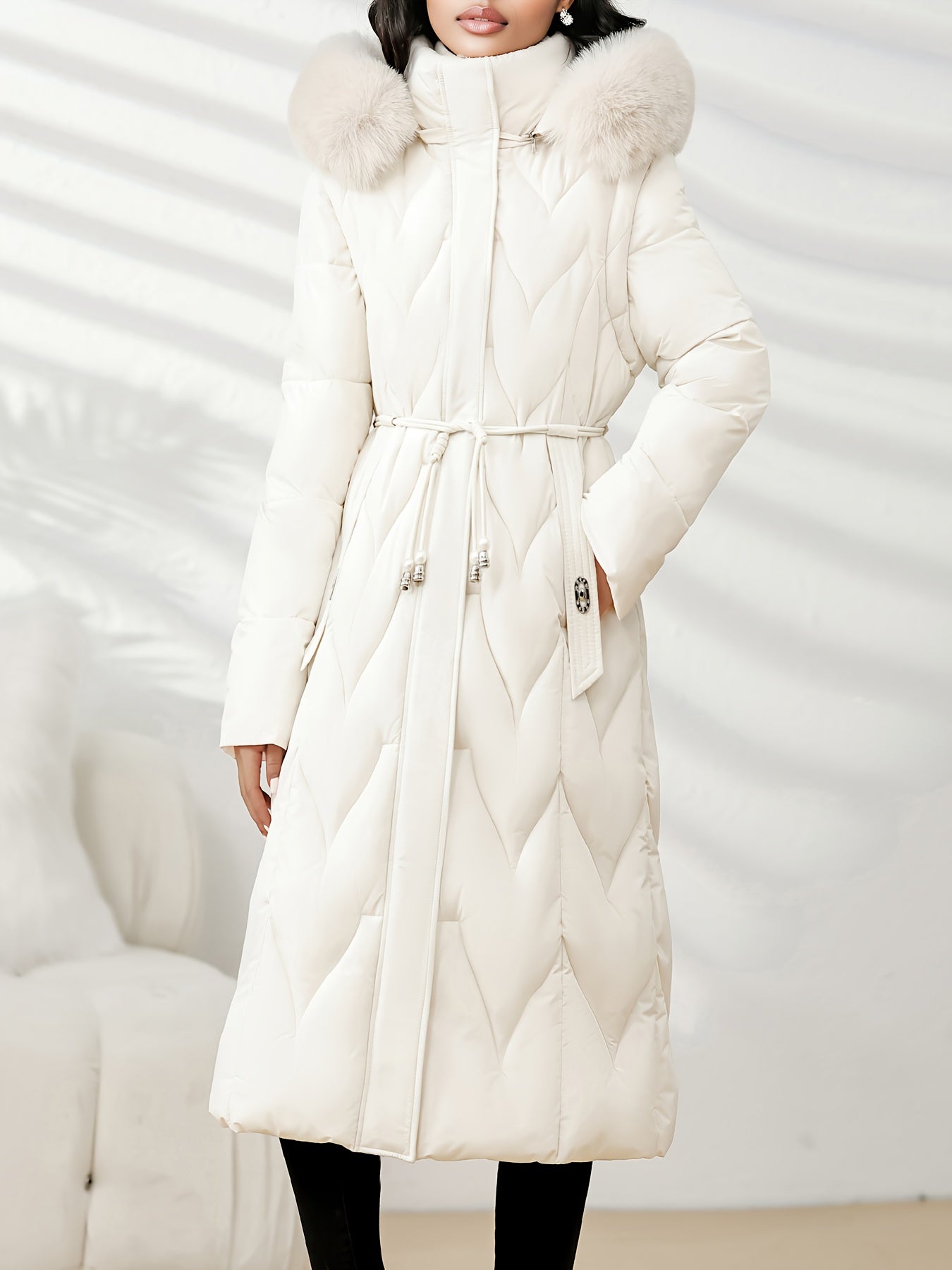 Damenmantel in Übergröße, knielang, neue Wintermode, schmal geschnitten, mit Kapuze und dickem Futter, Winterjacke für Damen in Übergröße, leichte Wintermäntel für Damen mit Taschen, Jacke für Damen in Übergröße