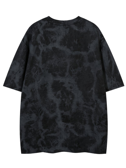 Men's Vintage Tie-Dye T-Shirt - Letter Embroidery Crew Neck