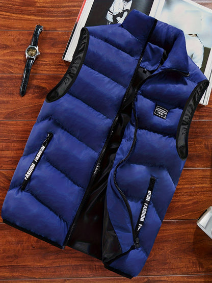 Men's Sleeveless Vest - Warm Zippered Stand Collar