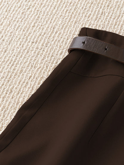 Women's Fashion Solid Color Shorts - Faux Pocket with Belt