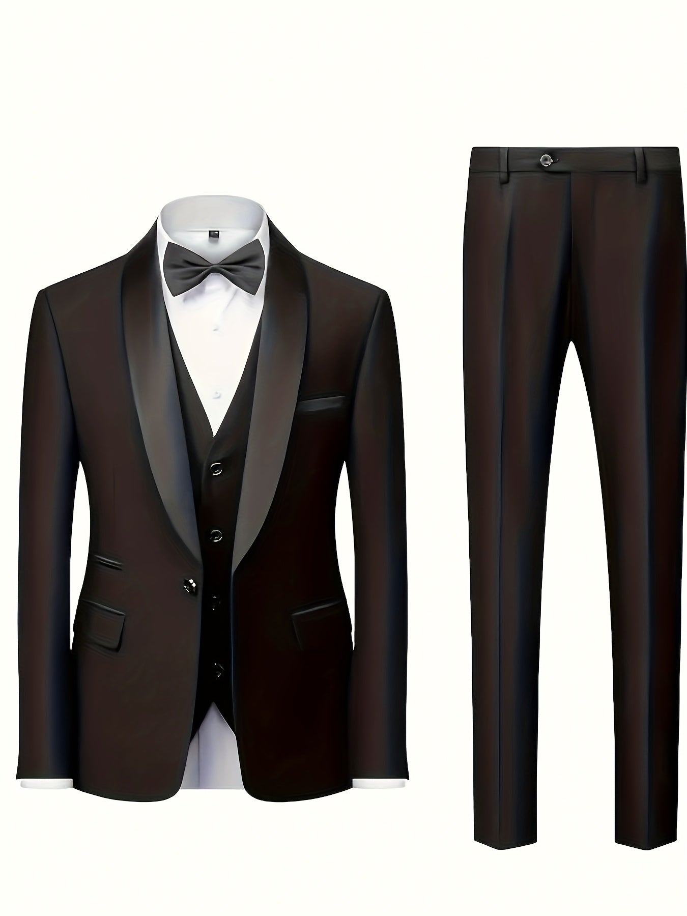 Men's 3pcs Suit Set - Blazer Vest Pants Elegant