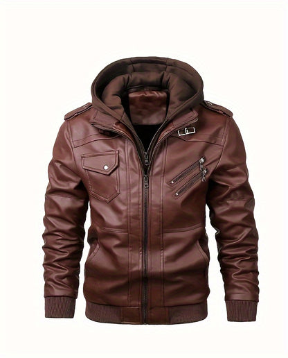Men's Hooded Jacket - Full-Zip Zippered Pockets Lightweight