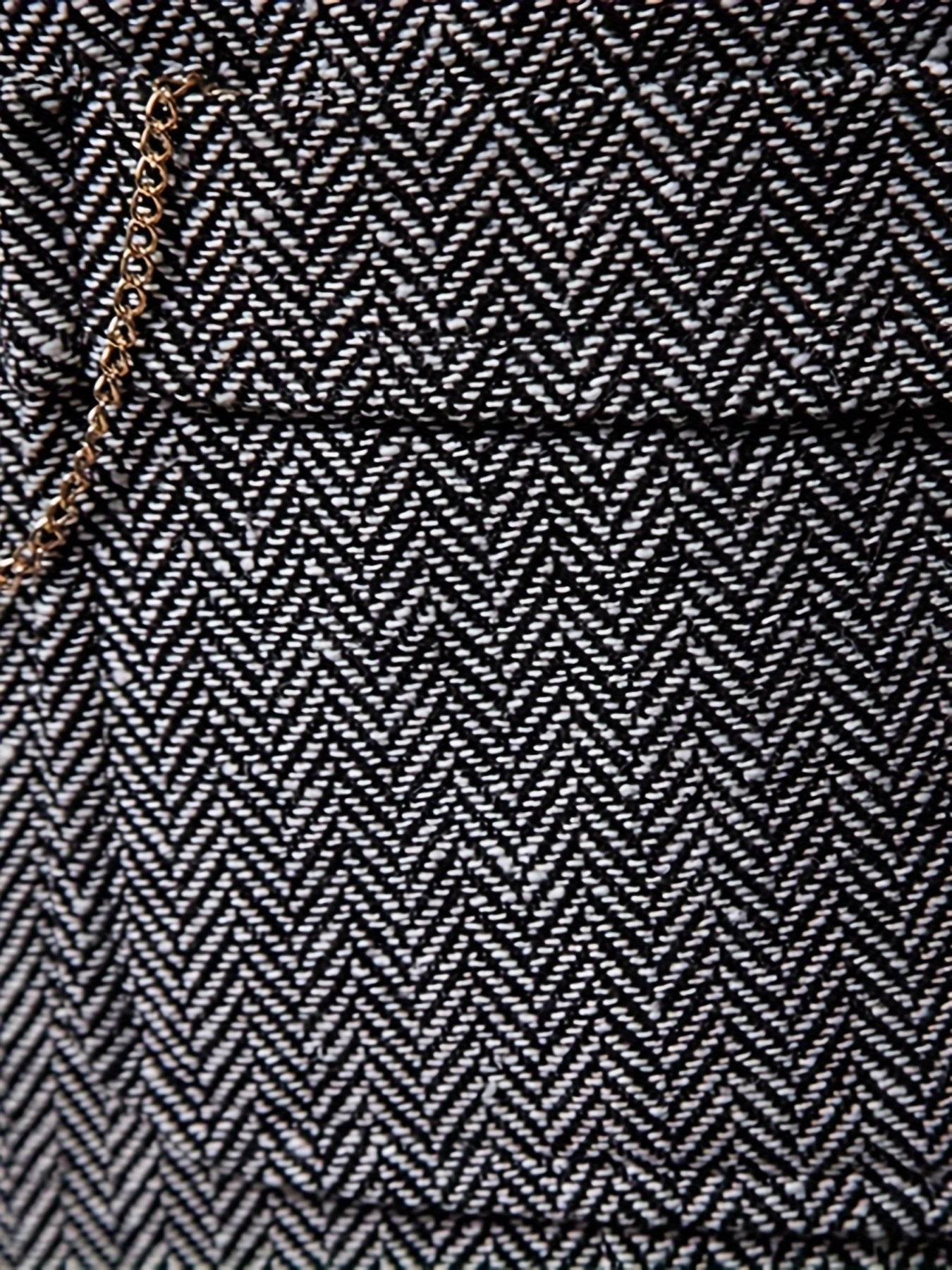 Men's Herringbone Tweed Vest - Single-Breasted Chain Detail Brown