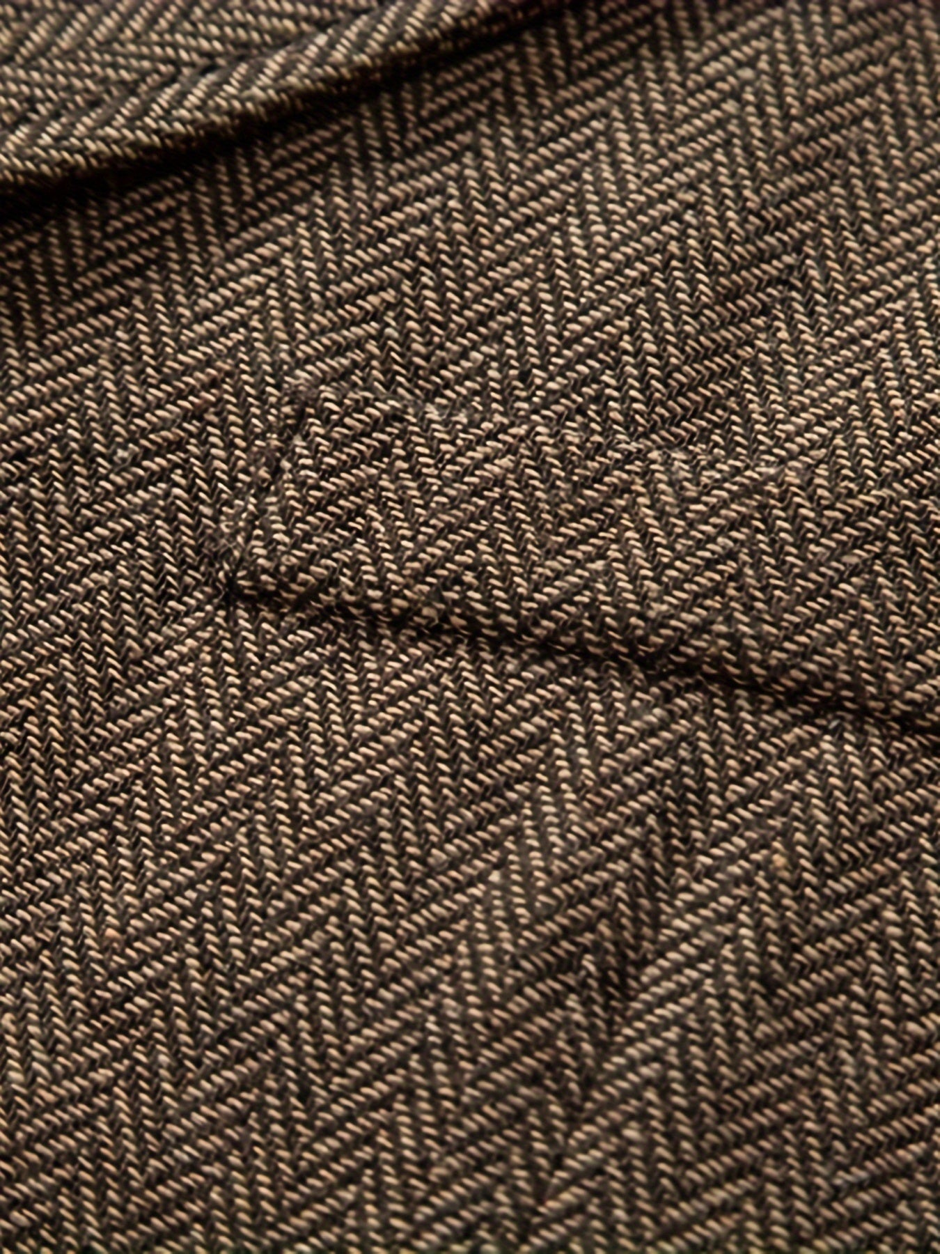 Men's Herringbone Tweed Vest - Single-Breasted Chain Detail Brown