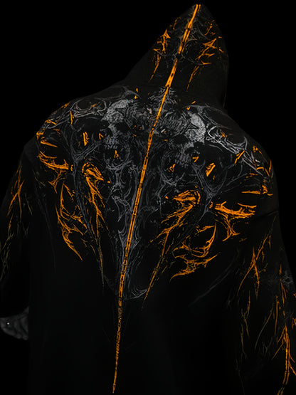 Men's Gothic Hoodie - Loose Fit Full-Zip with Pockets