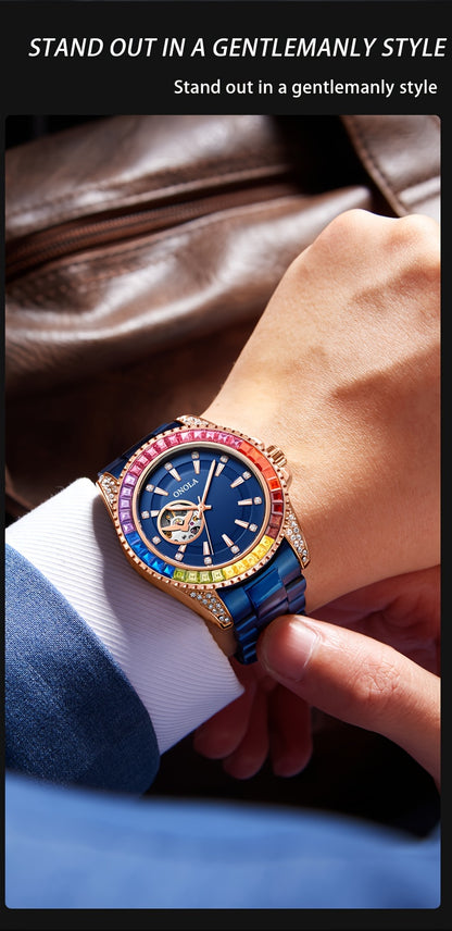 ONOLA Men's Stainless Steel Mechanical Watch - Luminous Hollow Tourbillon