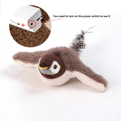 MIAOQUANJI Plush Squeaky Bird Toy - Self-Wobbling Electric Cat Dog