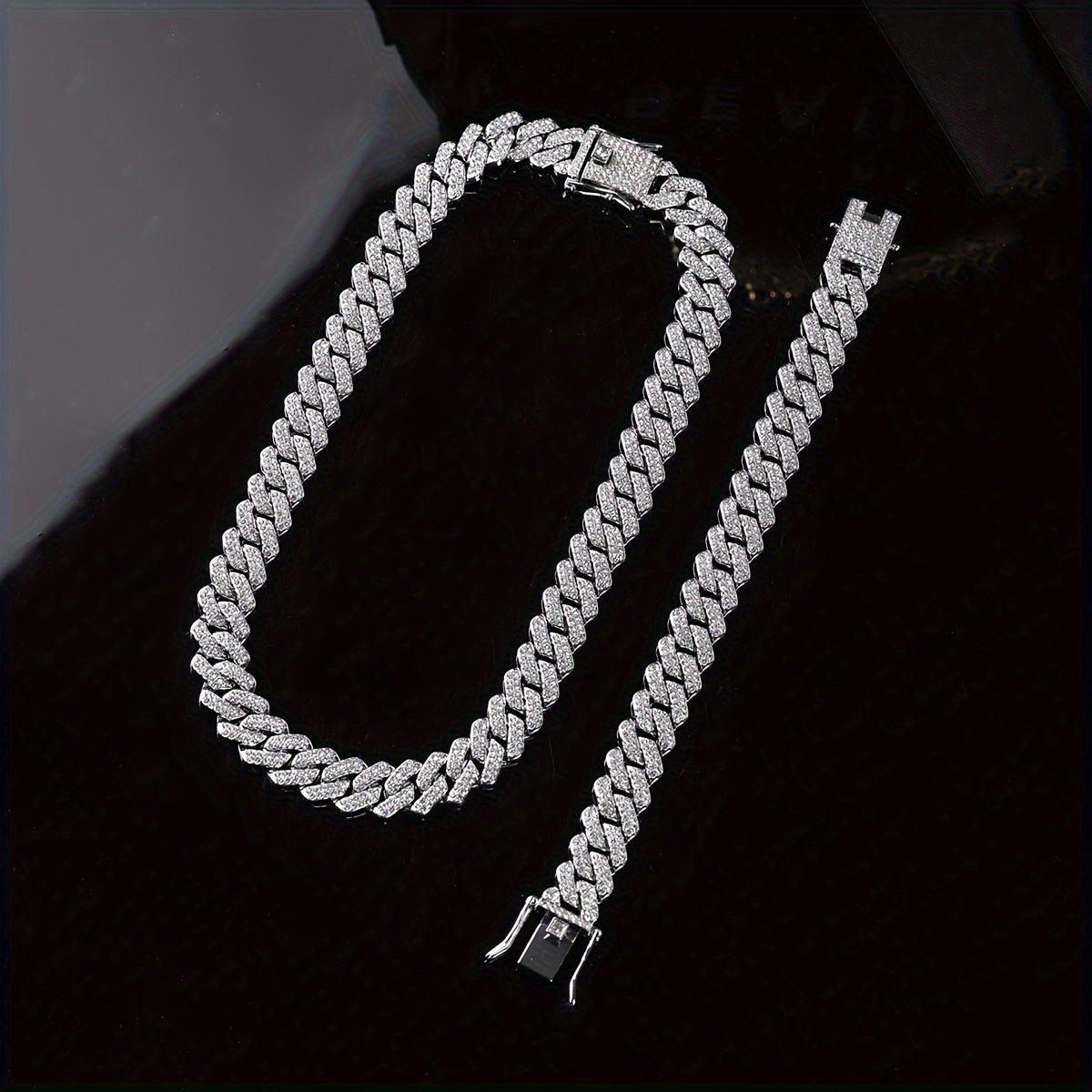 2pcs Necklace + Bracelet Set - Punk Hip Hop Chain Unisex